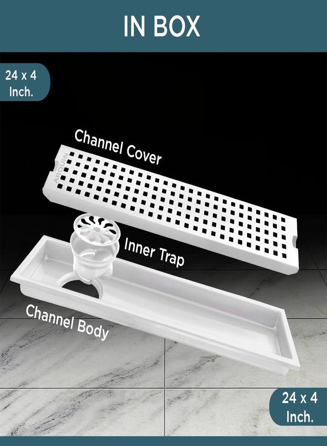 ARQUIN ARQUIN Floor Drainer 24x4 Inch Shower Drain Channel | 304 Grade Stainless Steel Bathroom Floor Drainer | Shower Water Drain Channel for Bathroom with Cockroach Trap (1mm Thickness) - Image 4